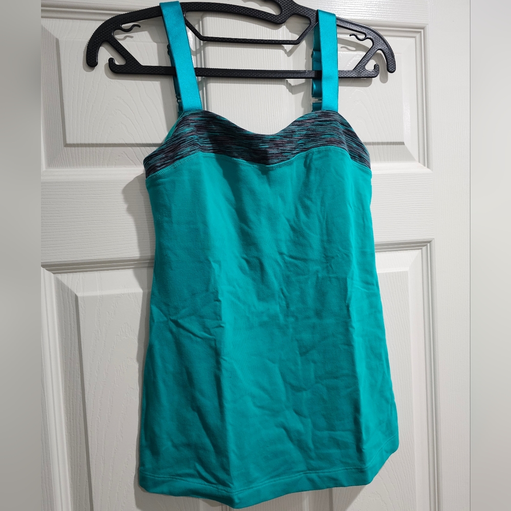 Lululemon tank top built-in bra vintage cami style adjustable satin straps sz 6